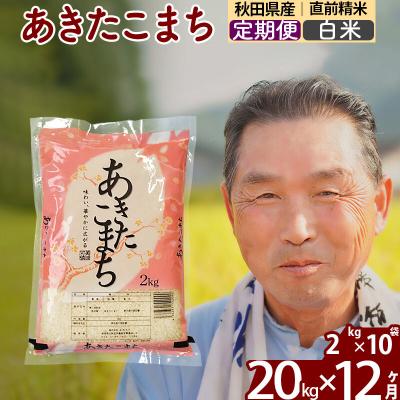 ふるさと納税 北秋田市 令和7年産《定期便12ヶ月》秋田県産あきたこまち20kg 白米|oomr-10812