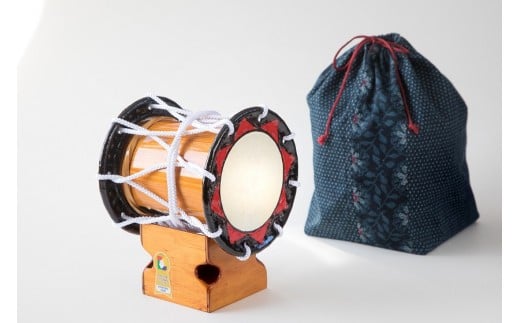 本格ミニ太鼓「想」(太鼓・台・バチ・収納用巾着の4点セット)
