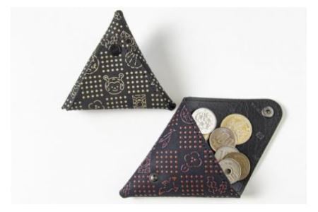 気仙沼だヨ！全員集合 印伝 小銭入れ【黒】 財布 小物入れ ポーチ 収納 [たかはしきもの工房 宮城県 気仙沼市 20562241]