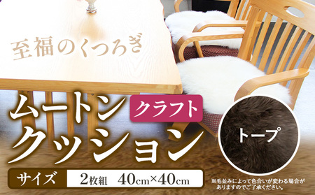 ムートン クッション クラフト トープ 40cm × 40cm 2枚 有限会社クラフトワークス 《30日以内に出荷予定(土日祝除く)》大阪府 羽曳野市 インテリア 羊 羊毛 羊毛皮 送料無料