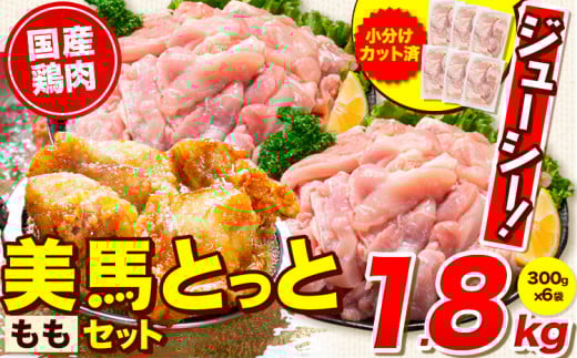 鶏肉 小分け もも肉 セット 約1.8kg 美馬とっと《30日以内に出荷予定(土日祝除く)》大容量 家族用 ファミリーパック 肉 鶏 とりにく 若鶏 からあげ 送料無料 冷凍 胸肉 モモ肉 もも まるほ食品 徳島 st-p