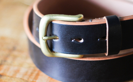 【minca】幅35mmベルト/38インチ  栃木レザーの希少な「ハーネスレザー」使用の贅沢な1枚革のレザーベルト/ブラック/HL-B02/BLACK/minca　551