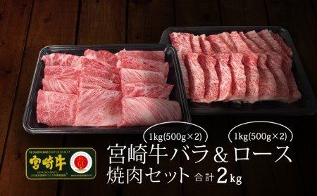 ＜宮崎牛＞バラ＆ロース 焼肉セット 合計1kg ※90日以内出荷【E118】