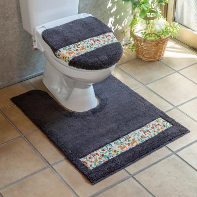 ふるさと納税 海南市 北欧の「幸せを運ぶ馬」ダーラヘスト柄の耳長トイレ2点セット　グレー