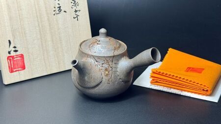 仁　18号炭化洋梨藻掛茶注（木）1-181｜陶器 やきもの 焼き物 手作り 谷川仁 職人 伝統工芸品 急須 常滑焼愛知県 常滑市