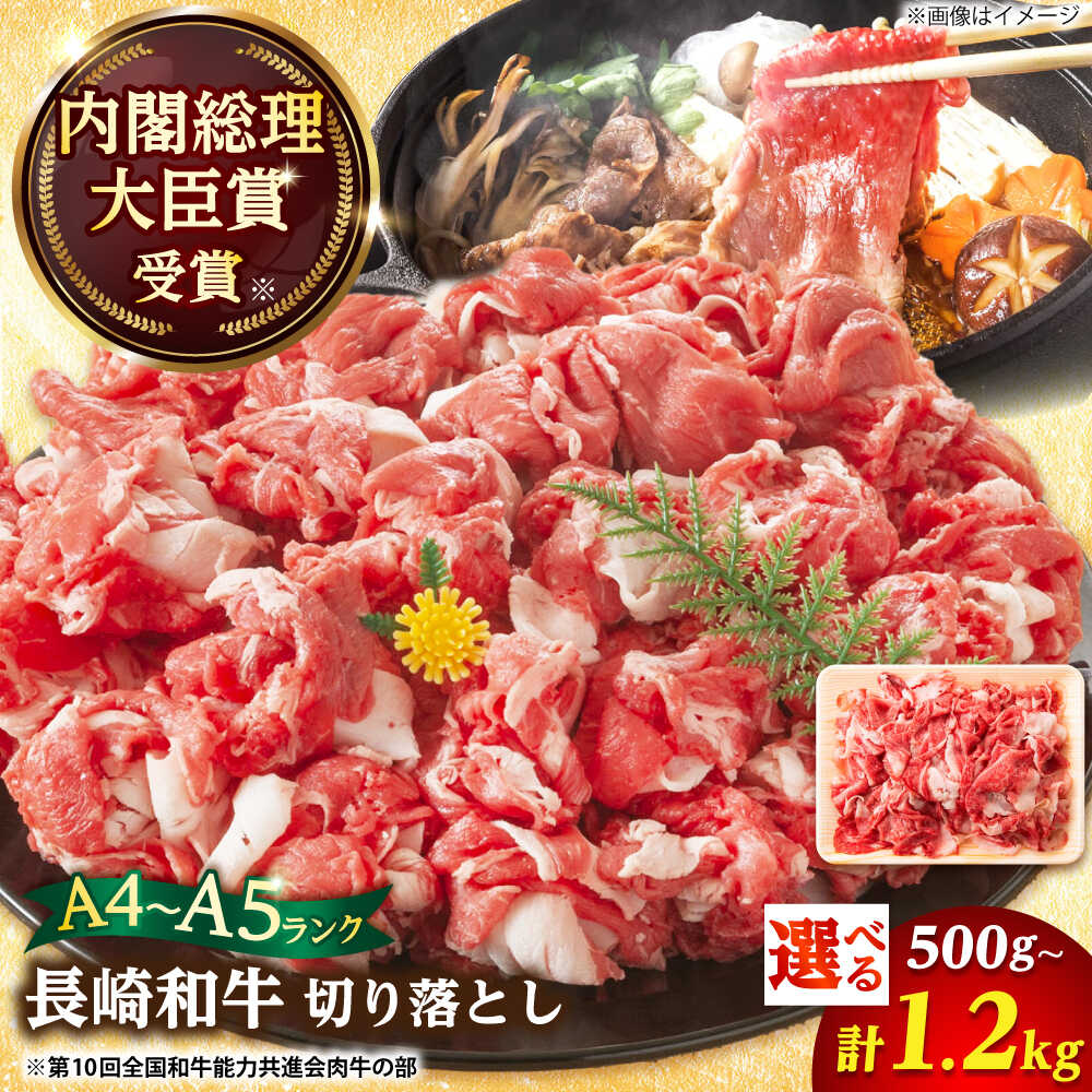 【ふるさと納税】【選べる内容量】【A4〜A5】長崎和牛 切り落とし 500g 1kg 1.2kg 【株式会社 MEAT PLUS】[DBS006] きり落とし きりおとし 和牛 牛肉 国産 国産和牛 贅沢 小分け パック 便利