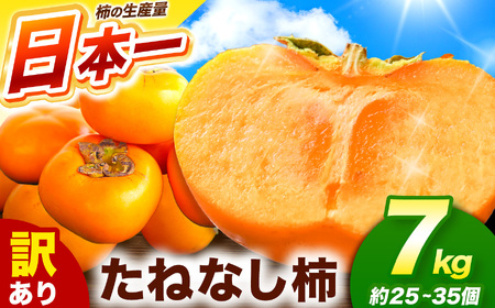  訳あり たねなし柿 約7kg （ 25～35個 ) 大人気  | 種無し たねなし 柿 フルーツ 果物 くだもの カキ かき 農家直送 家庭用 フードロス 秋の味覚 旬 大小混合 奈良県 五條市 まろやか 食べやすい 種なし やさしい 甘さ 大容量 こだわり 産地直送 10月 秋 旬 自宅用 グルメ お取り寄せ 送料無料 高評価 わけあり 訳アリ 株式会社柳澤果樹園