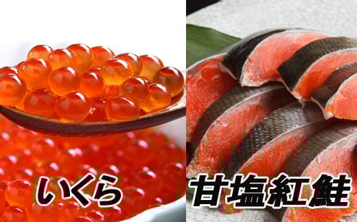 F-70003 甘塩紅鮭5切×5P、いくら醤油漬け100g×3P