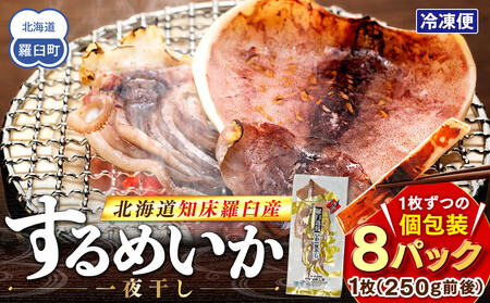 知床羅臼産するめいか一夜干し（1枚 250g 前後）8枚セット｜いか　北海道