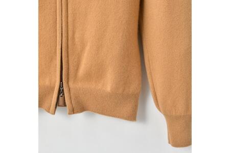 ベビーカシミヤ　フルジップ　メンズ　Mサイズ　【キャメル】 【178004-2】 ｶｼﾐﾔ 天然素材 ｾｰﾀｰ 服 国産 国内製造 ﾍﾞﾋﾞｰｶｼﾐﾔ