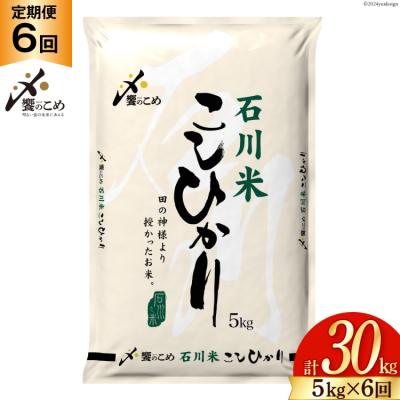 ふるさと納税 宝達志水町 米 定期便 石川米 こしひかり【穂立】5kg×6回 総計30kg [中橋商事 38601131]