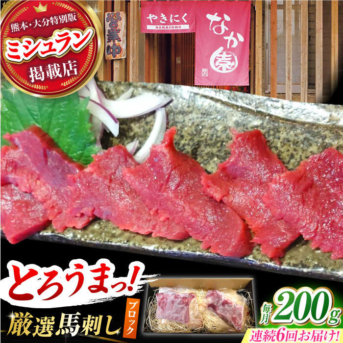 【ふるさと納税】【6回定期便】熊本 馬刺し「なか園」赤身馬刺し 約200g【有限会社スイートサプライなかぞの】[ZBV069]
