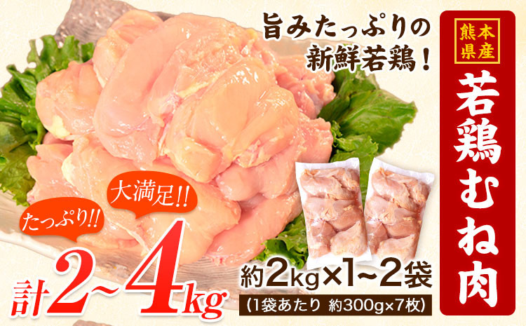 
                  鶏肉 若鶏 むね肉 約2kg × 1袋 2袋(1袋あたり約300g×7枚前後) たっぷり大満足！《2026年1月中旬-2月末頃出荷》 熊本県 葦北郡 津奈木町 訳あり SDGs 定期 でない
                