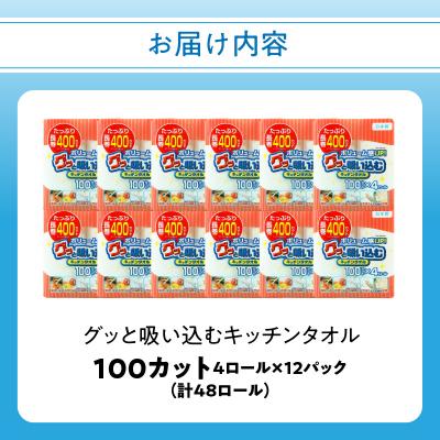 ふるさと納税 大分市 グッと吸い込むキッチンタオル100カット(4ロール×12パック)_R14030 |  | 03