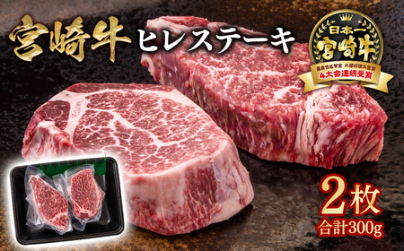 【宮崎牛】ヒレステーキ2枚　4等級以上　国産牛肉＜2.2-12＞Y