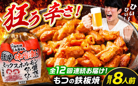 【12回定期便】狂辛味噌漬けミックスホルモン4袋（8人前） [AVAA072]つまみ定期