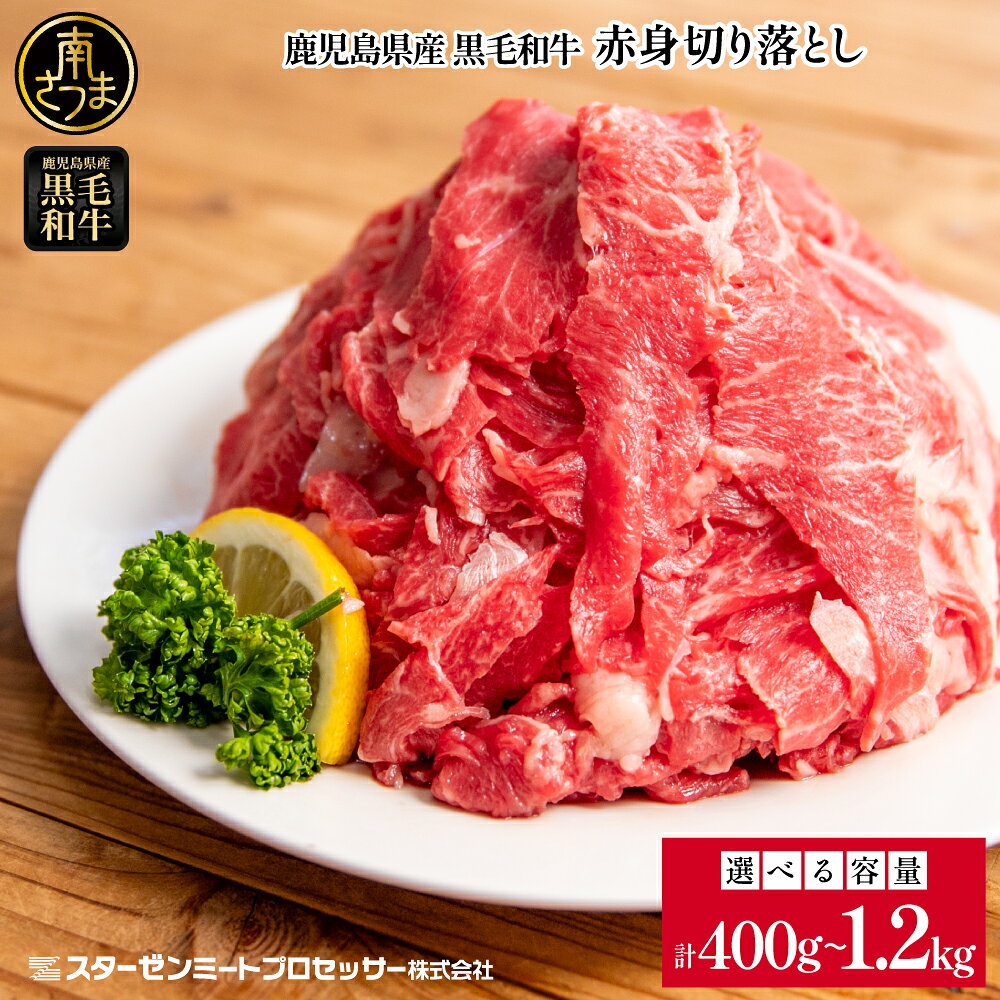【ふるさと納税】黒毛和牛 赤身 切り落とし 計400g/800g/1.2kg ★指定日配送・お届け月が選べる★ 鹿児島県産 牛肉 肉 薄切り 便利 小分け チャック 牛丼 肉じゃが カレー 炒め物 すき焼き 切落し こま切れ コマ切れ ウデ モモ 不揃い 冷凍 スターゼン 南さつま市 送料無料