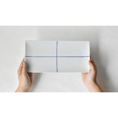 ふるさと納税 長崎県 【波佐見焼】check plate 長角 青 【西海陶器】3 40466 |  | 01