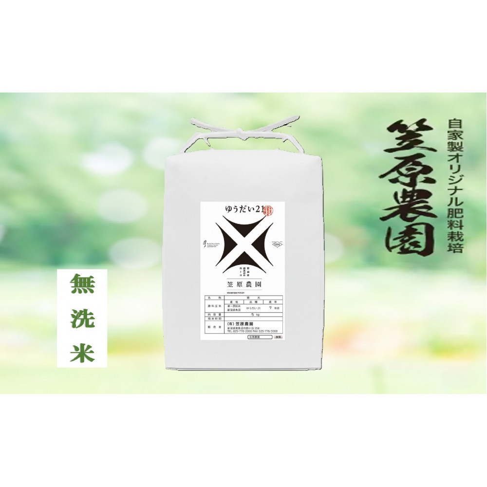 【令和７年産】南魚沼産 笠原農園米 ゆうだい21 無洗米 ５kg