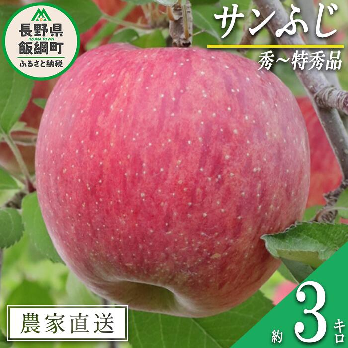 【ふるさと納税】 りんご サンふじ 秀 〜 特秀 3kg 大友農場 エコファーマー認定 沖縄県への配送不可 令和7年度収穫分 長野県 飯綱町 【 信州 果物 フルーツ リンゴ 林檎 長野 予約 農家直送 】発送時期：2025年12月上旬〜2025年12月中旬 {***}