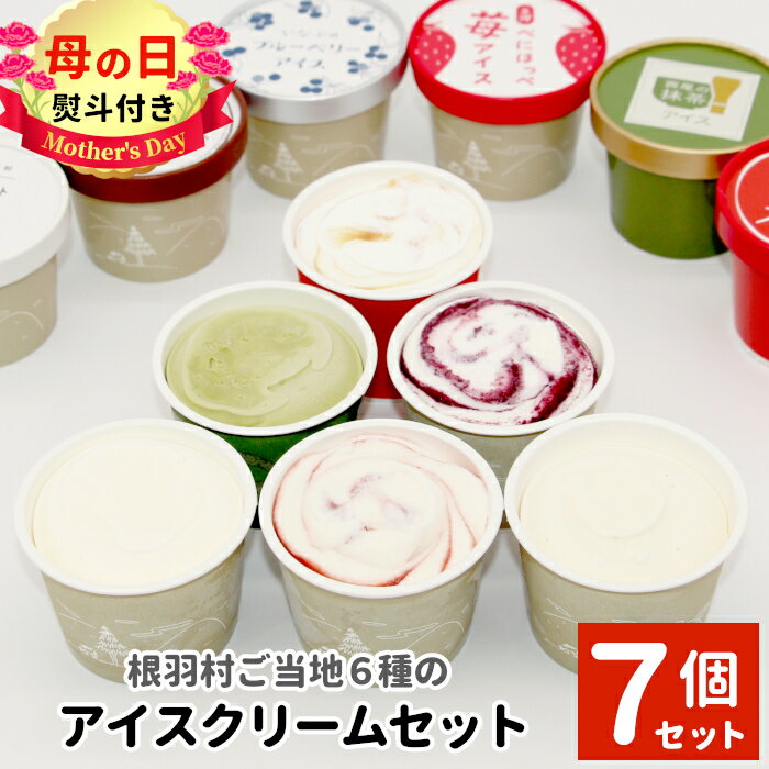 【ふるさと納税】【母の日 熨斗対応】着色料・香料不使用！6種類のアイス 詰め合わせ 7個入り 80ml アイスクリーム ギフト 高級 生ソフト バニラ りんご いちご ブルーベリー 西尾 ミルク アソート 生乳 スイーツ 贈り物 お祝い 長野県 根羽村 ソフトクリーム 5000円