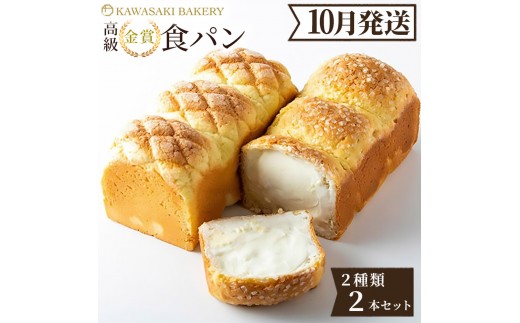 ＜10月発送＞高級食パン プレミアムシリーズ 食パン 2本セット（メロン／チーズ）