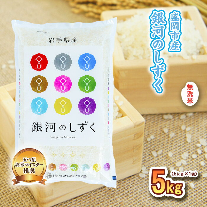 【ふるさと納税】無洗米 銀河のしずく 5kg お米マイスター推奨 岩手 盛岡市産 米 国産 お米 精米 白米 こめ コメ おこめ ごはん 常温 岩手県