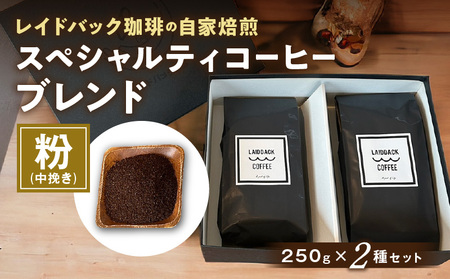コーヒー 粉 コーヒー[レイドバック珈琲の自家焙煎スペシャルティコーヒーブレンド250g×2種セット(中挽きの粉)]