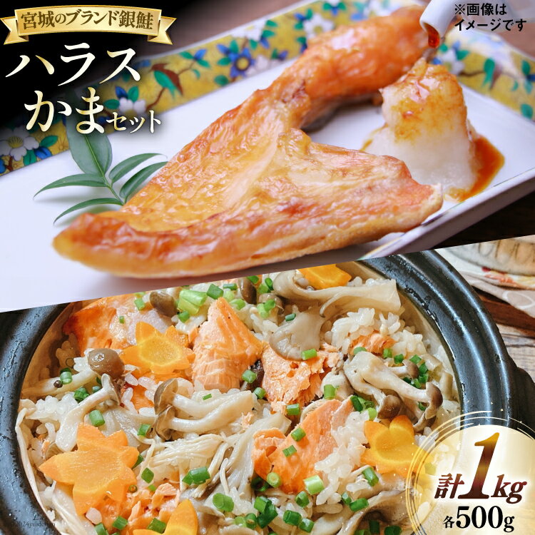 【ふるさと納税】鮭 銀鮭 ハラス かま セット 各500g 計 1kg [南三陸さんさんマルシェ 宮城県 南三陸町 30ai0053] 国産 冷凍 カマ 切身 しゃけ シャケ さかな 魚 サケ さけ 魚介類 魚介 海鮮
