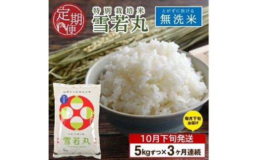 10月下旬発送開始／【3回定期便】令和8年産［無洗米］特別栽培米 雪若丸　5kg×3回(計15㎏)「農家直送」 KA SD0340