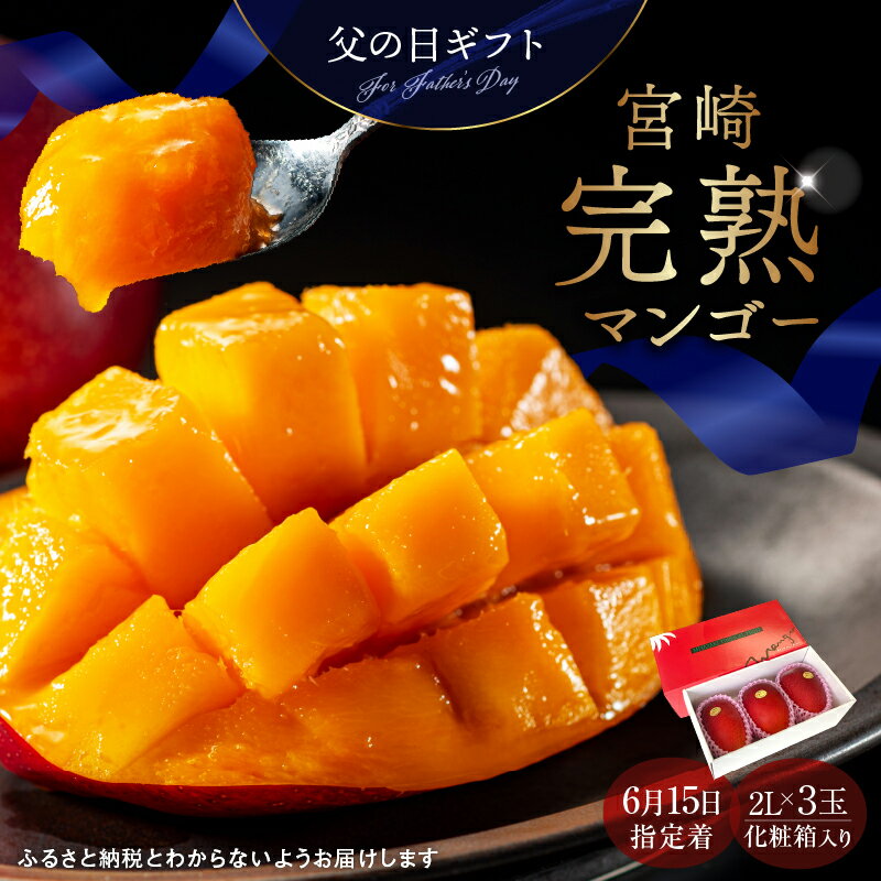 【ふるさと納税】数量限定〈父の日ギフト対応〉完熟マンゴー2L×3玉（化粧箱） 宮崎 綾町 完熟 マンゴー のし対応 贈答 ギフト プレゼント 父の日