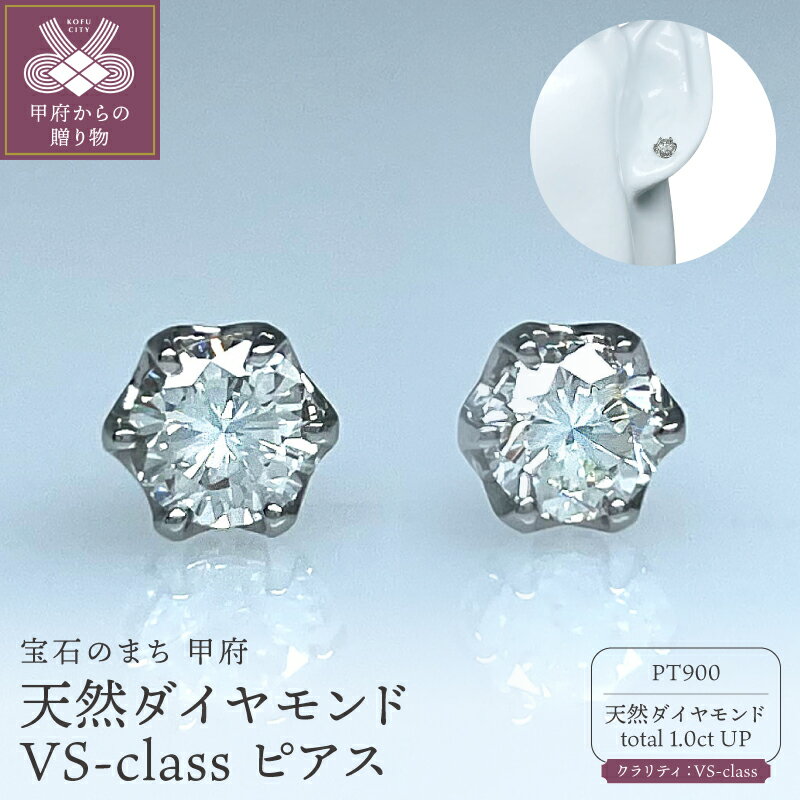 【ふるさと納税】＜ 甲府ジュエリー ＞ ピアス ジュエリー レディース アクセサリー ダイヤモンド 天然ダイヤモンド トータル1.0ct プラチナ Pt900 片耳 0.5ct 1粒 VSクラス 中央宝石研究所 4月誕生石 ギフト プレゼント ジュエリーケース付 鑑定書付 保証書付 k261-027