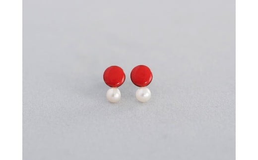ピアス パール付き 丸 七宝 | ピアス パール ポイント ピアス Point pierce 七宝ピアス レッド アクセサリー 七宝 七宝焼き ジュエリー 上品 レディース 装飾 クリスマス 入学祝い 結婚記念日 記念日 お祝い 誕生日 ギフト 贈答 作家 作品 手仕事 伝統工芸 Kenichi Kondo 埼玉県 北本市