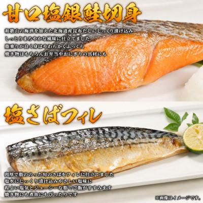 ふるさと納税 美浜町 【毎月定期便】海鮮セットJ(銀鮭切身・サバフィレ・3種切身・海鮮漬)全4回 |  | 01