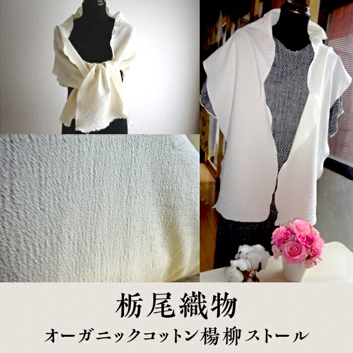 【ふるさと納税】40-02A栃尾織物　オーガニックコットン楊柳ストール