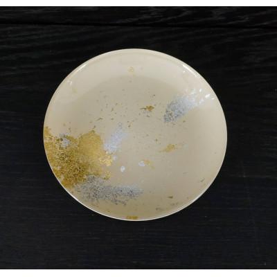 ふるさと納税 海南市 フラットプレート小皿　古代塗り金箔漆白