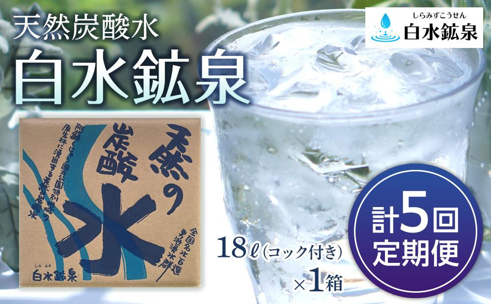 
＜2か月に1度のお届け！全5回 定期便＞天然炭酸水　白水鉱泉　18Ｌ×1箱
