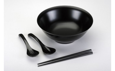 メタル丼、箸、レンゲセット(黒) FC020039