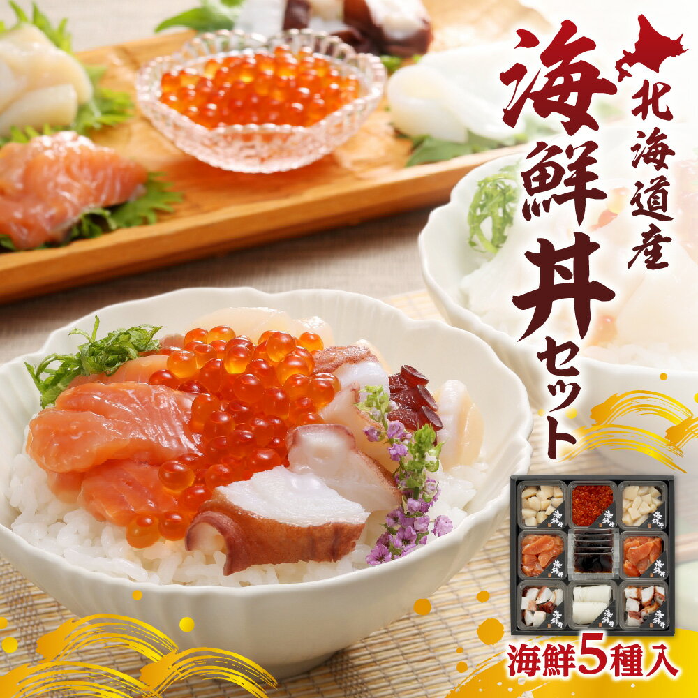 【ふるさと納税】 海鮮 北海道産 5種入 海鮮丼 セット ほたて貝柱 秋鮭漬け 煮たこ いか いくら 醤油漬 特製たれ さけ ほたて たこ 魚介 水産 魚 貝 魚卵 小分け 便利 おかず おつまみ タレ付き 冷凍 北海道 札幌市