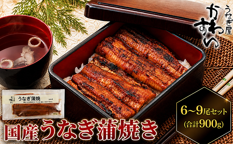 国産うなぎ  蒲焼き 6～9尾セット(合計900g) タレ付き 国産 うなぎ ウナギ 鰻 蒲焼 かば焼き セット 惣菜 冷凍