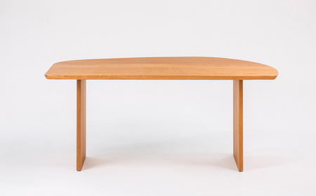 府中家具　ダイニングテーブルARCIII　W1800　ウォールナット ／ 変形テーブル ダイニングテーブル 木製 家具 無垢 デザインテーブル 北欧 インテリア 曲線デザイン 直線テーブル 壁付けテー