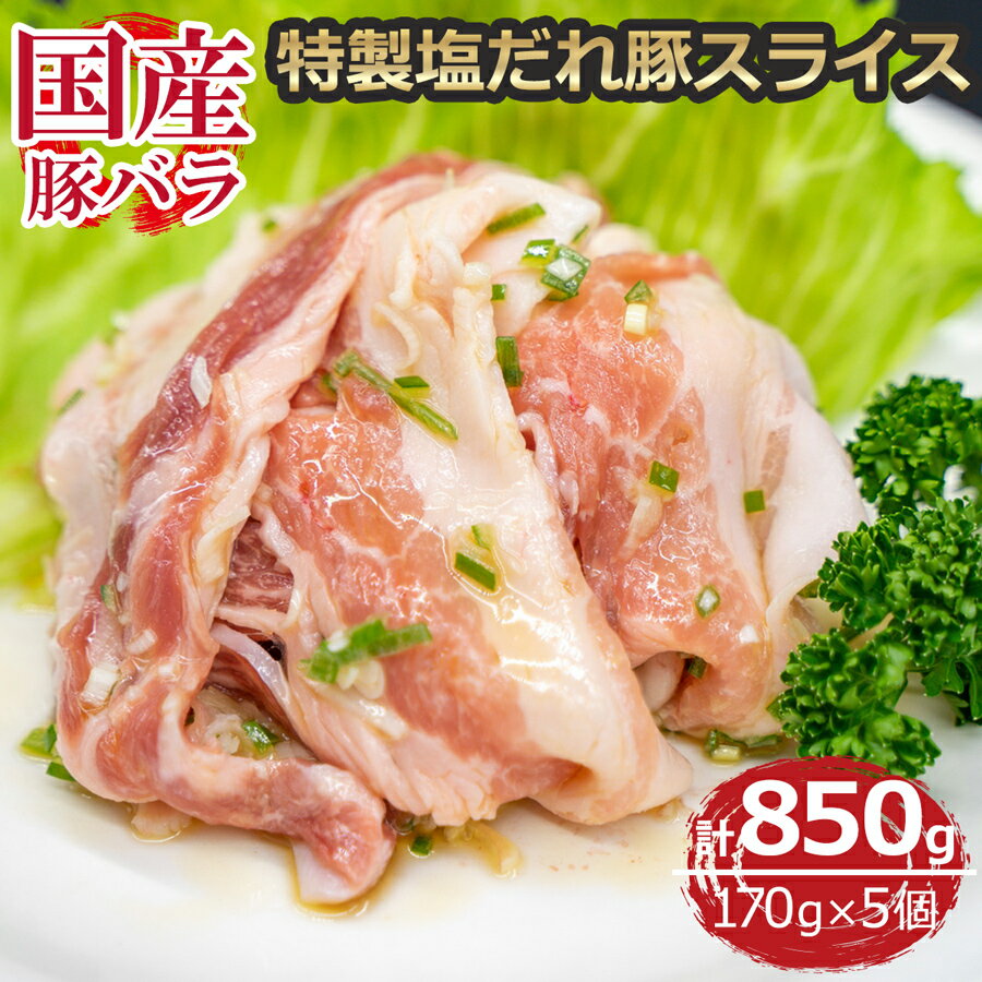 【ふるさと納税】国産豚バラ 特製塩だれ豚スライス 170g×5個 [2331]