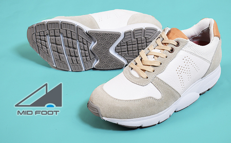 MIDFOOT ( ミッドフッド ) 婦人靴 レザースニーカー MF001JL ( ホワイト ) 4E ファッション シューズ レディース お洒落 レザーシューズ エコレザー 快適 履き心地  22.5cm