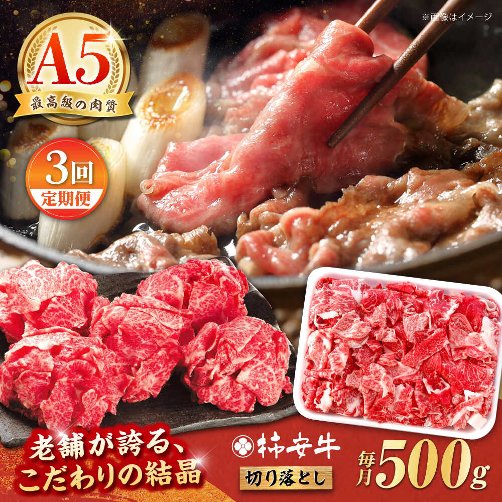 【ふるさと納税】【3回定期便】最高級A5等級 三重県産 黒毛和牛 柿安牛 切り落とし 500g / 牛肉 切り落とし 小間切れ こまぎれ 和牛 国産牛 ブランド牛 すき焼き しゃぶしゃぶ 切り落とし肉 A5 冷蔵 赤身 霜降り 国産 牛丼 冷蔵 送料無料 / 亀山市 / 柿安本店 [AMBW009]
