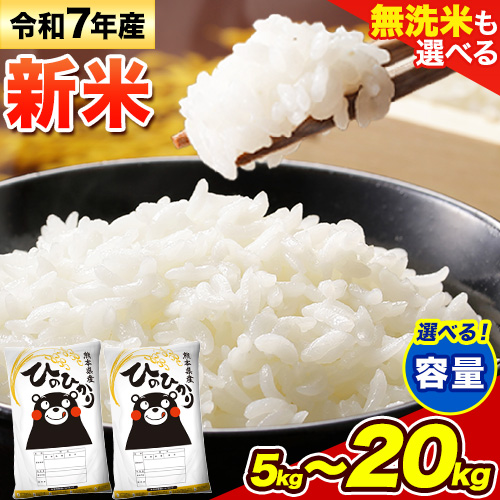 新米 無洗米 も選べる ひのひかり 5kg 10kg 15kg 20kg 令和7年産《10月中旬-12月末頃出荷》熊本県産 ふるさと納税 無洗米 白米 精米 ひの 米 こめ ふるさとのうぜい ヒノヒカリ コメ お米 おこめ