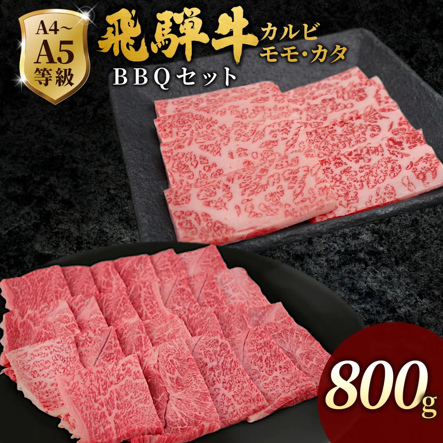 【最短発送】 飛騨牛 BBQセット 計800g カルビ 400g(200g×2p)+もも・カタ焼肉用400g(200g×2p) BBQ 黒毛和牛 肉のひぐち