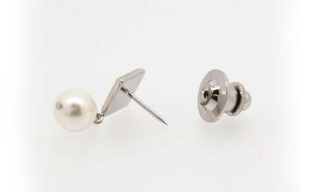 真珠 タイタック ネクタイピン 8.0-8.5mm 菱形 パール （862）