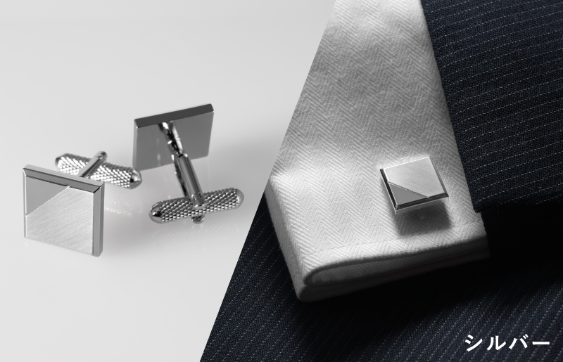 エッジラインカフス スクエア シルバー（代用ロジウムメッキ） G3864