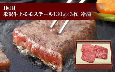 米沢牛ステーキ頒布会 全3回 F2Y-6214