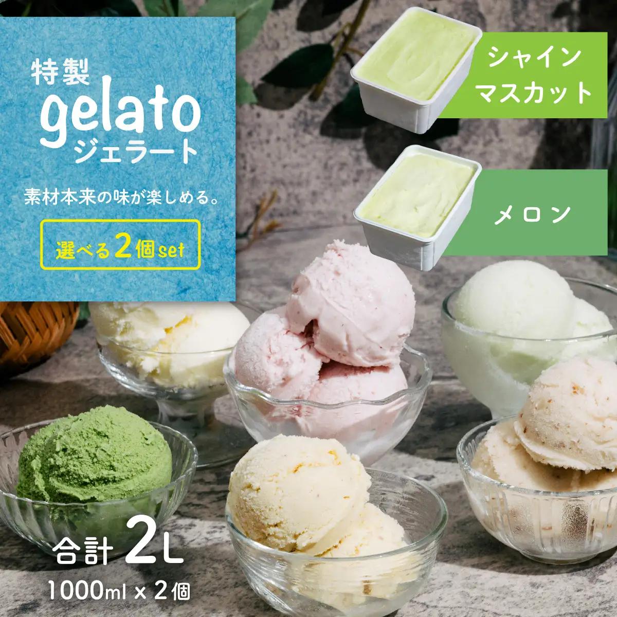 【ふるなび限定】ジェラート 1L×2個 アイス メロン × シャインマスカット ジェラート FN-Limited-PR